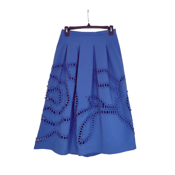 Anthropologie Sachin + Babi Bloomstitch Royal Blue Midi Skirt Size 2 - Picture 3 of 10